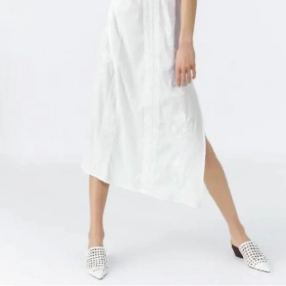 Zara White Embroidered Lace Trim Dress with Side Vents - Picture 10 of 15